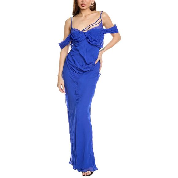 Rachel Gilbert WomensQuinn Silk Maxi Dress, Blue Rachel Gilbert WomensQuinn Silk Maxi Dress, Blue